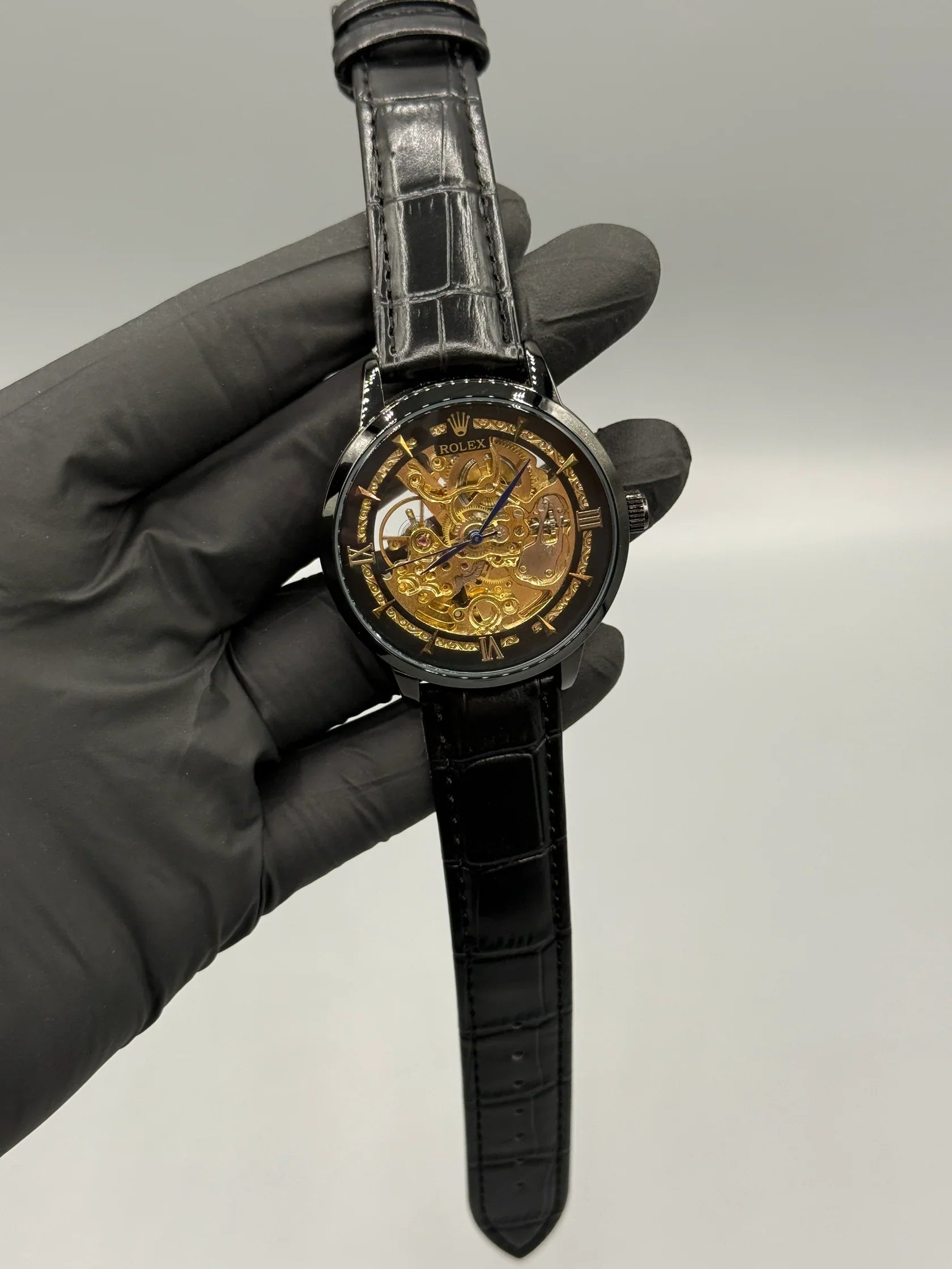 Rolex Automatic Skeleton Leather Strap