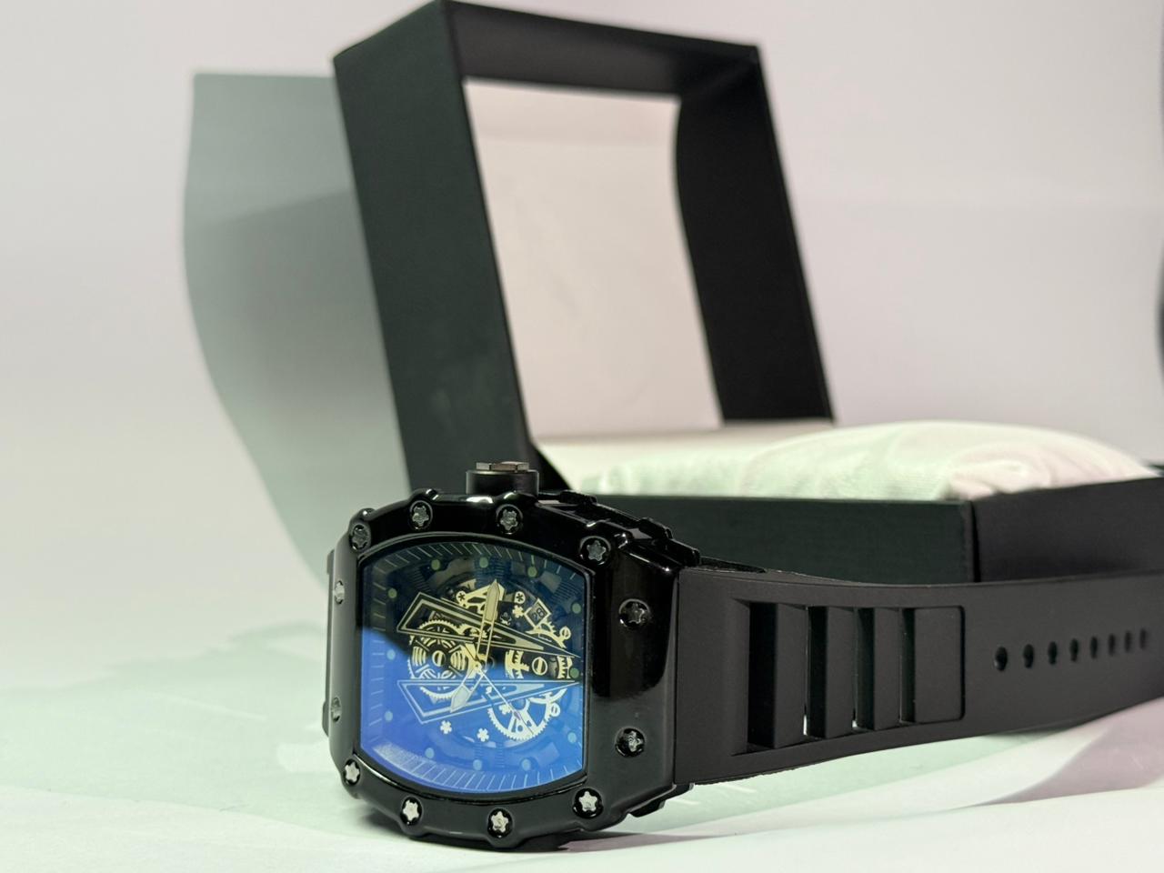 Richard Black Belt Skeleton Watch